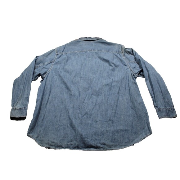 Faded Glory Denim Button Up Shirt Mens Size 2XL Blue Long Sleeve EUC - Picture 2 of 13